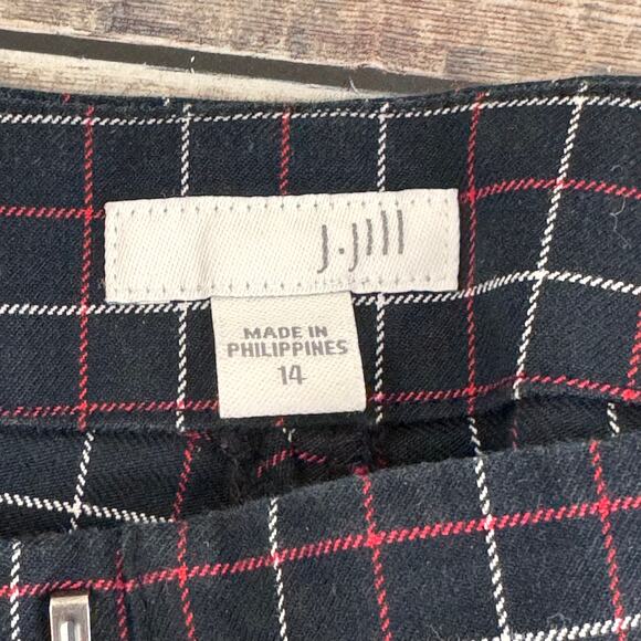 J. Jill Pants Women's 14 Plaid Ankle Tailored Zip Front Blue Red Cream - Picture 4 of 10